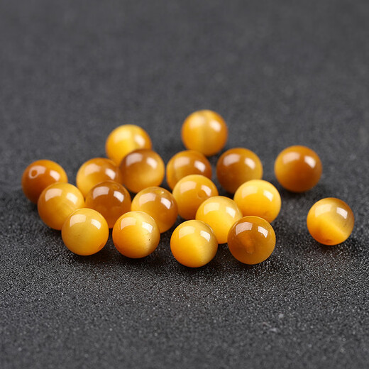 Nianfu natural tiger eye stone loose beads gold blue red yellow cat eye stone loose beads DIY bracelet tiger clear stone crystal beads disciple separation beads collection grade yellow tiger eye 16mm/piece