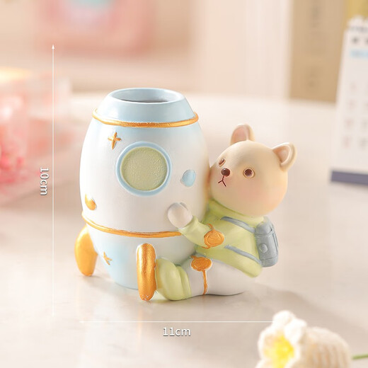 Qiyalai Space Astronaut DIY Night Light Pen Holder Cute Storage Creative Student Gifts Gifts Children's Desktop Ornaments Space Dream Chasing Astronaut Pen Holder-Blue