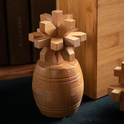 Liuxia Luban Lock 10-15 Jahre altes Set von Kongming Lock Beech Wood-Einleger und Zapfenentwicklung intellektuelles Spielzeug pädagogische Kinder und Studenten Buchenholz 36-teilige Set Full Set [Geschenkbox]