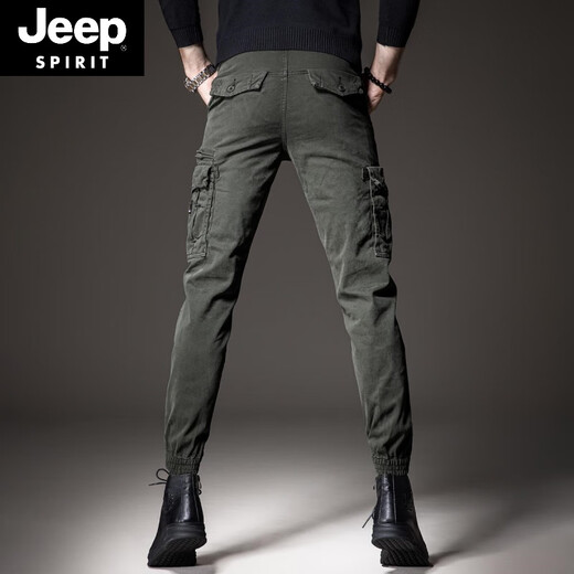 Jeep Spirit2024 Frühlings- und Herbst-neue Arbeithosen Herrenmarke Multi-Tocket Dicked Retro Casual Herrenhosen Schlanke Legginghosen 691 Black 29