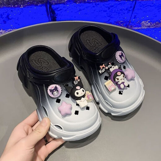 Qisiman Kinderschuhe für Mädchen Gradientenloch Schuhe Sommer 2024 Kulomi Girls Beach Bag Sandalen Nicht rutschende Eltern-Kind-Upgrade Weiß Pink 30 innere Länge 195 cm