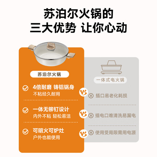 Supor-olla caliente antiadherente para sopa, olla transparente de 28cm, cocina de inducción, estufa de gas, llama abierta, universal, ET28LBP01