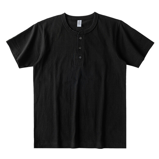 Chukuo heavyweight pure cotton Henley short-sleeved T-shirt men's summer American retro trend ins loose casual Henley collar T-shirt white S (recommended 90Jin Jin equals 0.5kg -110Jin Jin equals 0.5kg)