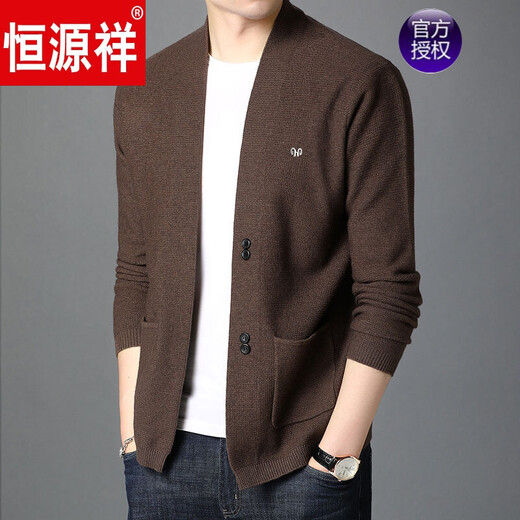 Hengyuanxiang marque haut de gamme Veche pour hommes en tricot de veste pour hommes à la veste et à l'automne Flip-up Flip-up Men's Casualwear Double-Breasted Pull Sweater Gray 7725 165 / S