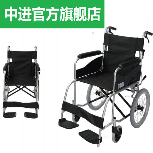 jinmed轮椅大轮手动轮椅车老人折叠轻便小航钛铝合金老年人残疾人小V共享医院病房病人便携中进手推车 ZTA759