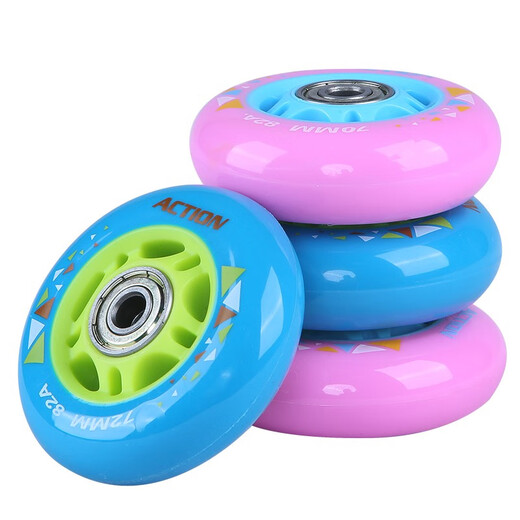 Dynamic (ACTION) skates for children, beginners' fancy shoes, adjustable size roller skates for boys and girls, locking wheel flat roller skates, full set of roller skates, light and shadow blue, set of 2 shoes + 912 helmet + turtle protective gear + bag L 36-39 size