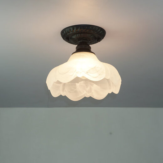 Micro European single-head small ceiling lamp, balcony aisle, entrance lamp, kitchen and bathroom lamp, cloakroom lamp, wrought iron ceiling LED lamp, small kapok ceiling lamp with 5 watts