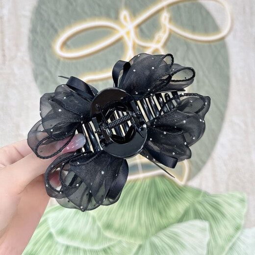
Don Furnie's high-end fluffy bow grabbing with starry hairpin new style fashionable hair accessories cloud bubble grabbing black