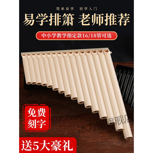 Pixie Easy to Lernflöte, 16 Röhren-, 18-Röhren-, Spezialpanflute für Schülerunterricht, Anfänger, C-Röhren, Musikinstrumente, General 18-Röhrenblau + Gravur