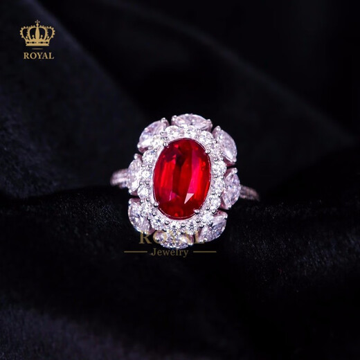 ROYALPICK ruby ring 4CT women's ring diamond 18k gold unburned pigeon blood red gift for girlfriend and wife's day birthday gift 4.0 carat ruby ring
