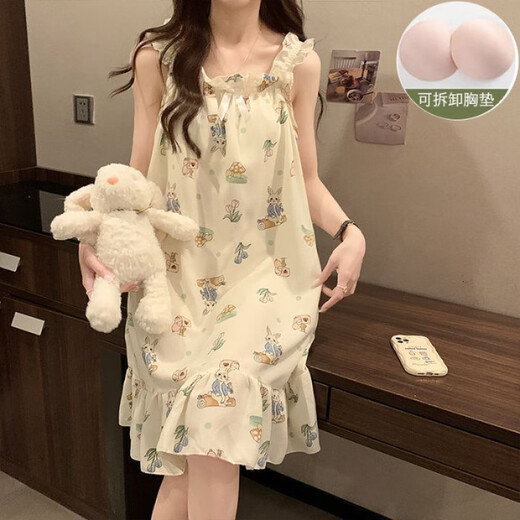 含蕊泡泡棉吊带睡裙甜美可爱胸垫可拆洗家居服 CX-5010#彩虹笑脸 180 XL