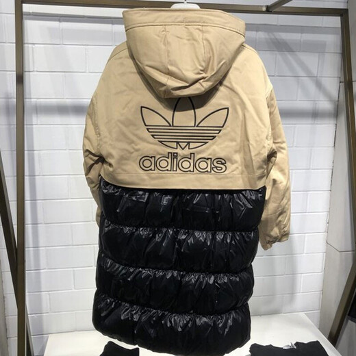 阿迪达斯 （adidas）官方舰店三叶草羽绒服外套女装冬季新款户外保暖防风运动休闲夹克 HF1585卡其色黑色拼接 XL