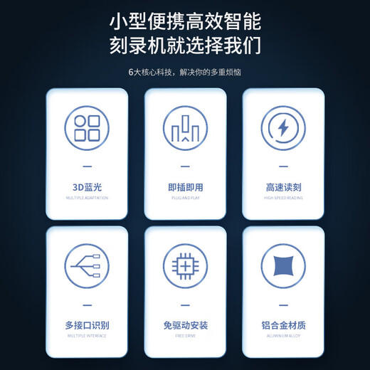 Newmine (Newmine) USB+Type-C dual interface external optical drive, notebook, desktop, computer, TV and DVD player, all-in-one reader and burner DVD/CD mobile optical drive and burner 3D Blu-ray BD for computers, compatible with Blu-ray丨DVD/VCD丨all-in-one reader and burner