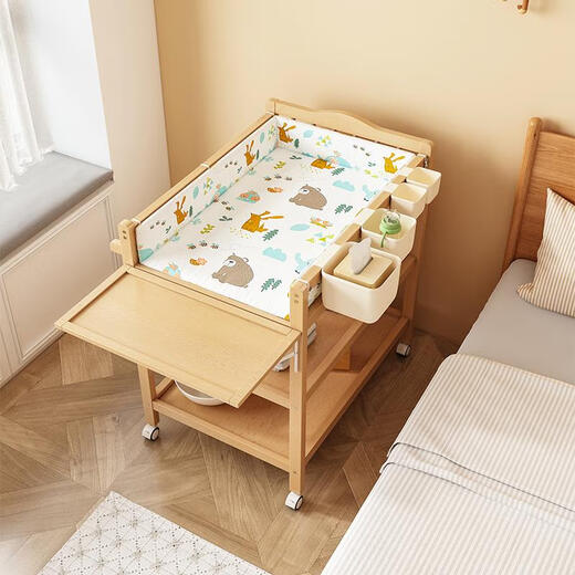 Chuangjingyi wählt Windelstisch Babypflege Tisch Massivholz Bebus Windel Tabelle Babypflege Tabelle Abnehmbares Massage-Touch-Tisch Bienenholz-Diaper-Tabelle (einschließlich Pflegepolster/Aufbewahrungsbox Rahmenstruktur_Osther_Assembly