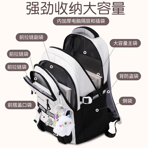 GPHF日本GP减负护脊书包女超大容量新款初中生中学生双肩包小学生背包 9906蓝色 黑色 收藏加购物车宝贝送挂件