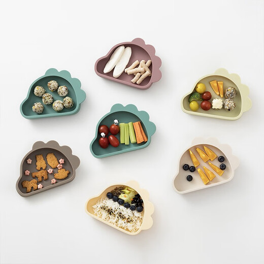 MODU'I吸盘碗modui韩国进口宝宝餐具婴儿辅食碗儿童辅食勺新生儿餐盘 粉色【恐龙吸盘碗+辅食勺】