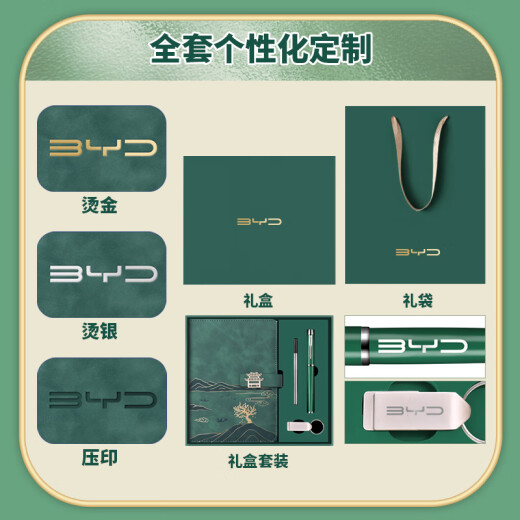 轩伴笔记本子礼盒U盘套装定制可印logo高档商务伴手礼实用小礼品公司学校活动学生奖品送客户随手礼物 中国红A5山川风月本三件套（高档加厚礼盒）