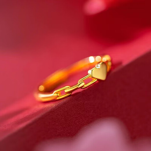Duchen 18k gold ring women's new 18k gold love chain terms 3d hard gold opening adjustable 999 gold element gold finger