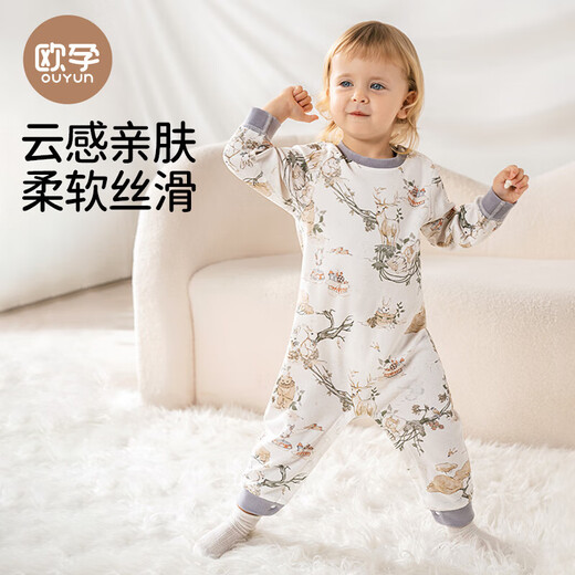 OUYUN baby pure cotton pajamas summer breathable boys and girls jumpsuits children's anti-cold home clothes for all seasons Artist 80cm