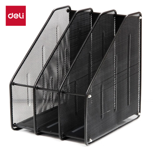 Deli Triple Metal Desktop Fame Bar Bar Book Stand de Office Desktop Archives de almacenamiento de archivos de múltiples capas Información de almacenamiento de archivos de archivo hueco de malla 9197