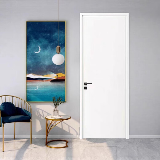 柚恒实木门复合轻奢室内门白色卧室门套装门免漆环保定制现货房间门 现货包框880*2050*95