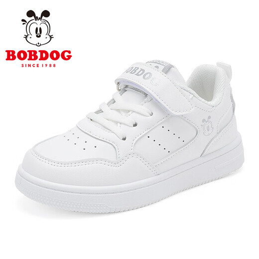 BOBDOG boys' shoes soft sole breathable children's sports shoes perforated low-top sneakers 101531030 white 30