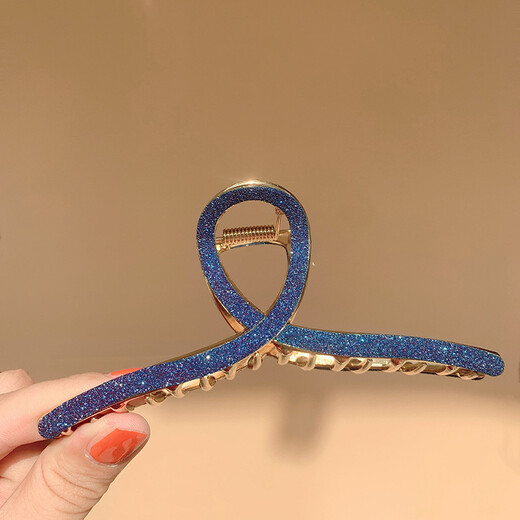 BARY REEF's new Internet celebrity shark clip frosted texture metal gripper hairpin hairpin back of the head textured hairpin for female adults black shiny gripper clip (11cm)