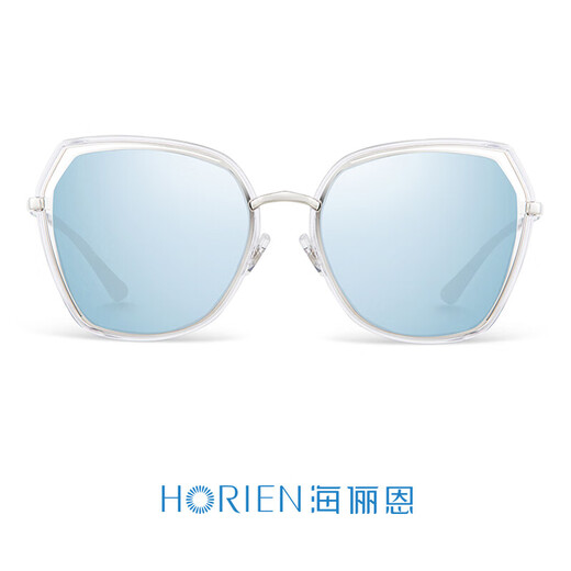 Hai Lien Polarized sunglasses for women's new sunglasses with large faces, slimming and UV proof Internet celebrity drivers' driving special driving mirror polygonal hollowing can be equipped with myopia mirror N6621 [Blue + Blue Film] N6621-N65