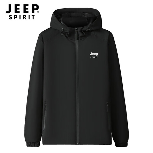 
JEEP SPIRIT Jacket Men's Autumn Casual Hooded Jacket Men Outdoor Sports Windproof All-match Wind Clothes Men Black XL