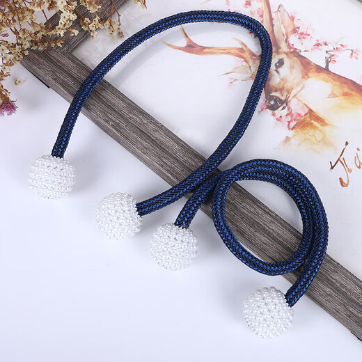 Curtain straps, one pair, ropes, curtain buckles, buckle straps, bed curtain storage ropes, magnetic pearls, no need to punch holes, curtain straps - royal blue, 1 pair, 2 pieces, no Specifications