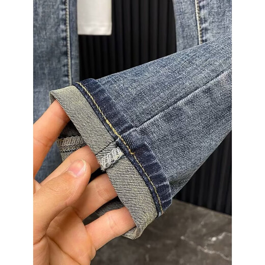 Shaofu trendy brand versatile label jeans for men, elastic, slim, simple, small-leg pants, trendy, fashionable, whiskers, slimming nine-point pants, blue 31 recommended 120-130Jin Jin is equal to 0.5 kg Shaofu trendy brand versatile label jeans for men, elastic, slim, simple, small-leg pants, trendy, fashionable, whiskers, slimming nine-point pants, blue 31 recommended 120-130Jin Jin is equal to 0.5 kg