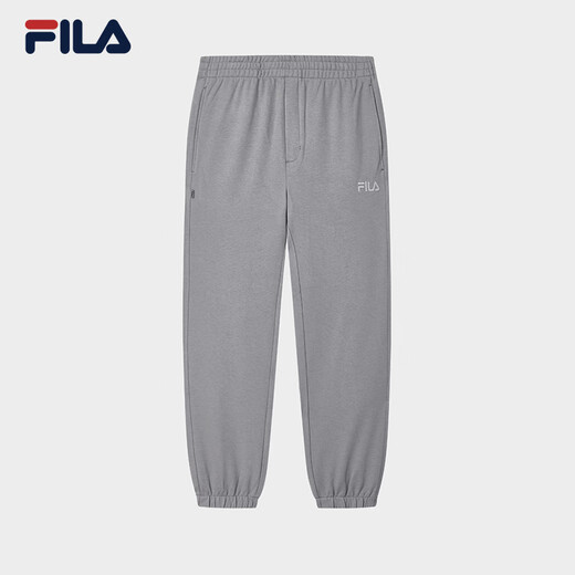 FILA official men's knitted trousers autumn new casual loose-fitting sweatpants with optional velvet Yundora Gray-DY S