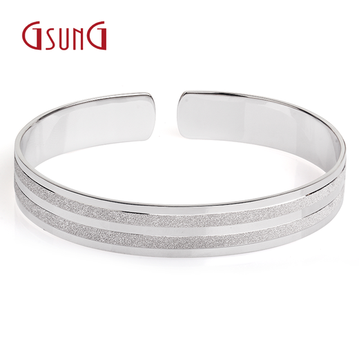 GsunG platinum PT950 men's nail sand bracelet solid double nail sand C-shaped women's bracelet glossy atmosphere simple style customized products contact customer service
