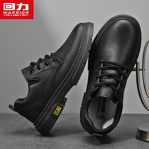 Warrior Business Retro Casual Work Shoes Мужчины кружевные кожаные туфли мужчины 1632 черные 43
