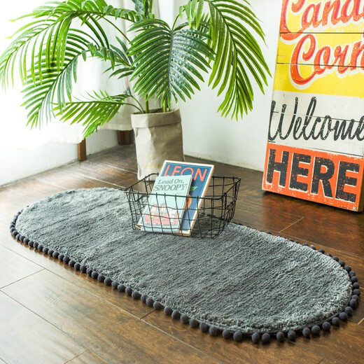 Zhonghong Nordic floor mats, door-to-door foot mats, bathroom absorbent foot mats, children's bedroom bedside blanket, non-slip internet celebrity kitchen, small ball, gray 45*120CM