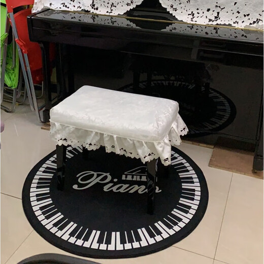 Dreamweaver Grand Piano Round Carpet Stool Non-slip Mat Washed Keyboard Staff Notes Thin Style Can Be Customized Black with Keyboard in Stock Small Keyboard in Stock 3 Meters Full Round