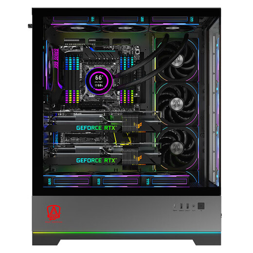 AOC Aidong ACG880B Black Eatx Gaming Computer Desktop Host Case 270 SEA View Room Schnellentfernung/9 Slot Dual Graphics Card/Support 480 Wasserkühlung/digitale Funktionsbildschirm Display