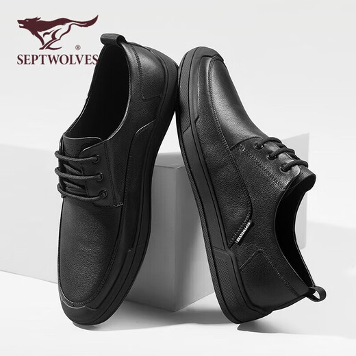 SEPTWOLVES leather shoes men's business formal shoes men's British casual men's shoes 8311480617 black 41