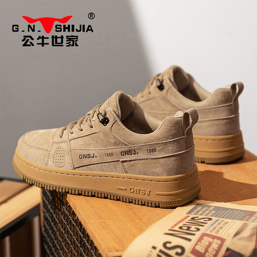 Chaussures masculines de la famille Bull 2024 Printemps et été Nouveaux chaussures de travail en toison rétro en cuir authentique décontractée basse chaussures parfaites britanniques khaki 42