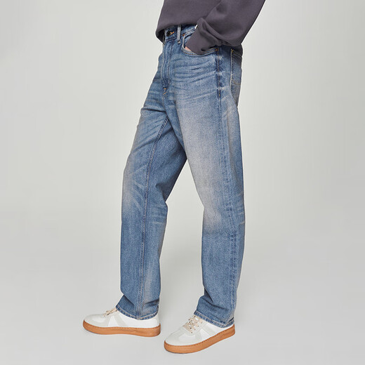 Lee Shopping Mall el mismo estilo que el año 24 otoño e invierno Nuevo producto 753 cómodos pies rectos en medio de la cintura 101+ jeans de hombres de color azul medio retro a la luz de la luz media (longitud del pantalón 31) 31