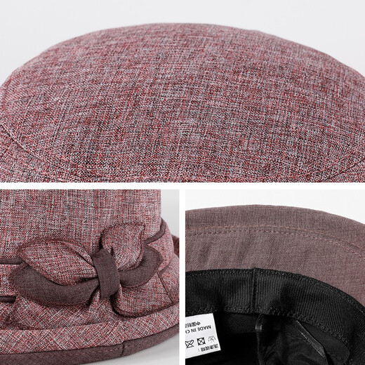 SOMUBAY (SOMUBAY) mother's hat women's spring and autumn casual fisherman's hat autumn and winter thin section middle-aged and elderly grandmothers and mothers-in-law spring and summer cloth basin hat leather pink one size adjustable (56-60CM)