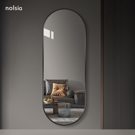 nolsia light luxury full-body dressing mirror bedroom wall-mounted home large mirror oval aluminum frame dressing mirror light luxury gold 40*150