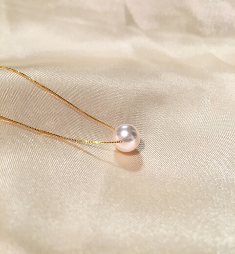 Luoyi classic Akoya 18k gold chain Japanese akoya seawater pearl necklace clavicle chain high-gloss perfect circle passerby 18k gold/circle chain 8.5-9mm40cm