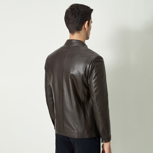 
Shanshan [top sheepskin] leather jacket for men four seasons business casual top lapel clever genuine leather jacket for men brown (stand-alt collar style)-size one size L 175/92A(50)