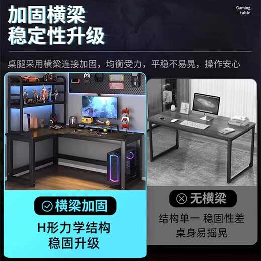 Xiujiang Lin Corner Computer Desk Student Home Desk Double Bookshelf Integrated Combination Table Bedroom Corner L-shaped E-Sports Desk Black Left Corner 120x80x74cm (Special Offer)