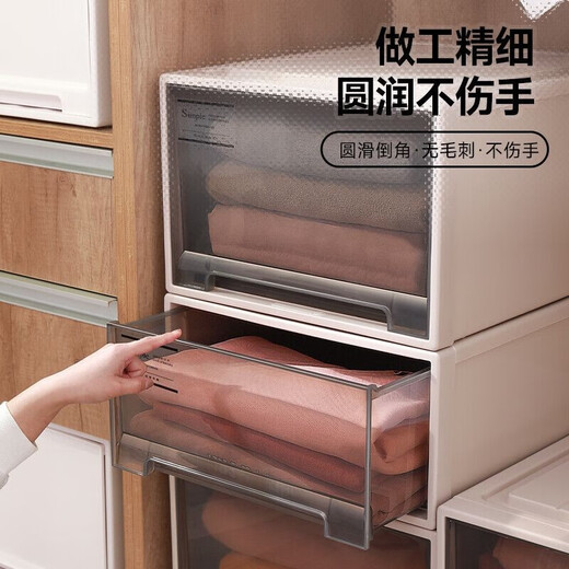 力洁收纳箱抽屉式塑料储物箱家用衣服整理箱透明加厚衣柜衣物收纳盒子 出口款【3923】47*39*23CM 透明