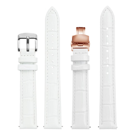 ADH white women's watch strap adapted to Casio SHE-5010 5020 5023 LV-T01 series watch chain 8801-steel color butterfly buckle Interface width 14mm