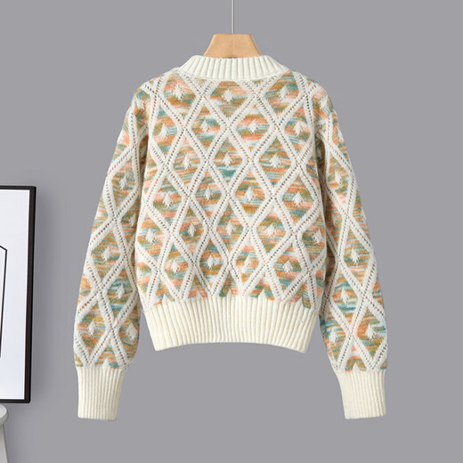 She pool contrast color sweater 2025 autumn new women's sweet loose round neck off-shoulder long-sleeved top