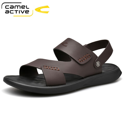 
Camel dynamic sandals men's toe layer cowhide two-wear beach shoes men's outdoor fashion men's shoes summer new product trendy stream shoes men 698 brown 40 standard leather shoe size