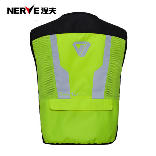 NERVE Motorcycle Riding Vest Reflective Male Rider Motorcycle Suit Anti-fall for All Seasons Cruise Vest - Fluorescent Green S
